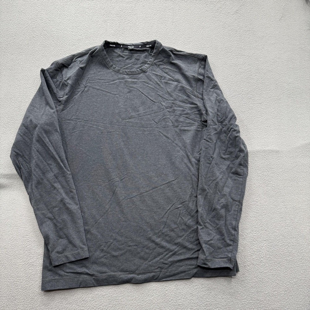 Public Rec Shirt Mens Large Gray Long Sleeve Crewneck Pima Cotton Tencel Stretch